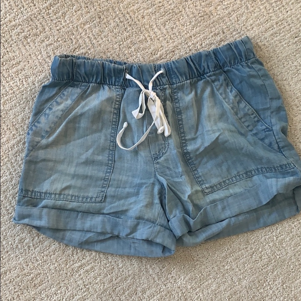 Bella Dahl Drawstring Shorts, chambray. XS.